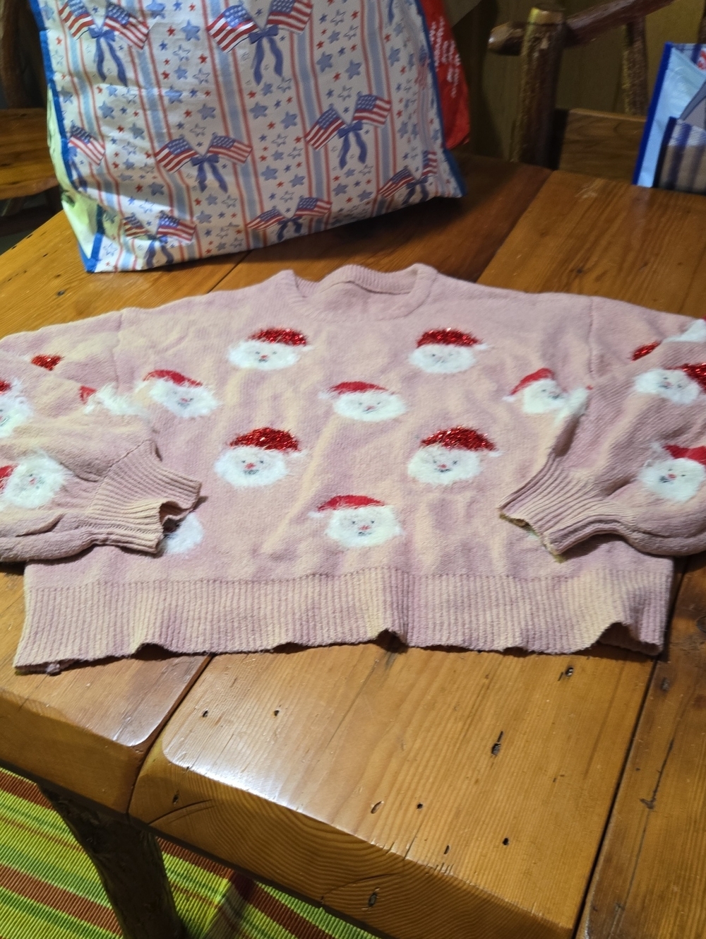 Lisa And Rose Sz Xl Women’s Pink Santa Face Holiday Sweater